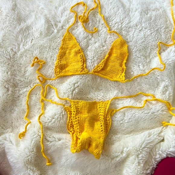 Swim Yellow Crochet Bikini Doll Swim Small Poshmark